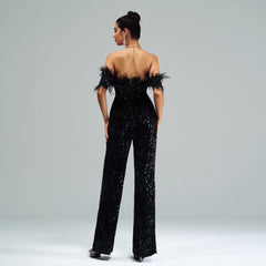 Women Backless Sequined Jumpsuit