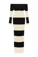 Women Color Block off the Shoulder Striped Dress