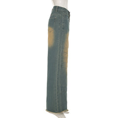 Street Vintage Retro Blue Washed Loose Jeans