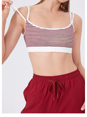 Double Shoulder Strap Striped Sports Bra