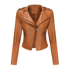 Long Sleeved Rivet Leather Jacket