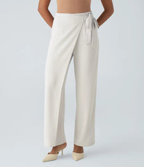 Women Casual Texture Wide Leg Trousers