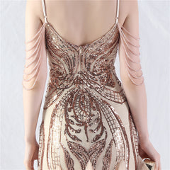 Elegant Beaded Floral Sequin Mesh Formal Dress