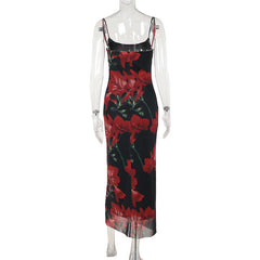 Spaghetti Strap Floral Print Stretch Sheath Dress