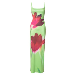 Summer Fresh Casual Strap Floral Print Maxi Dress