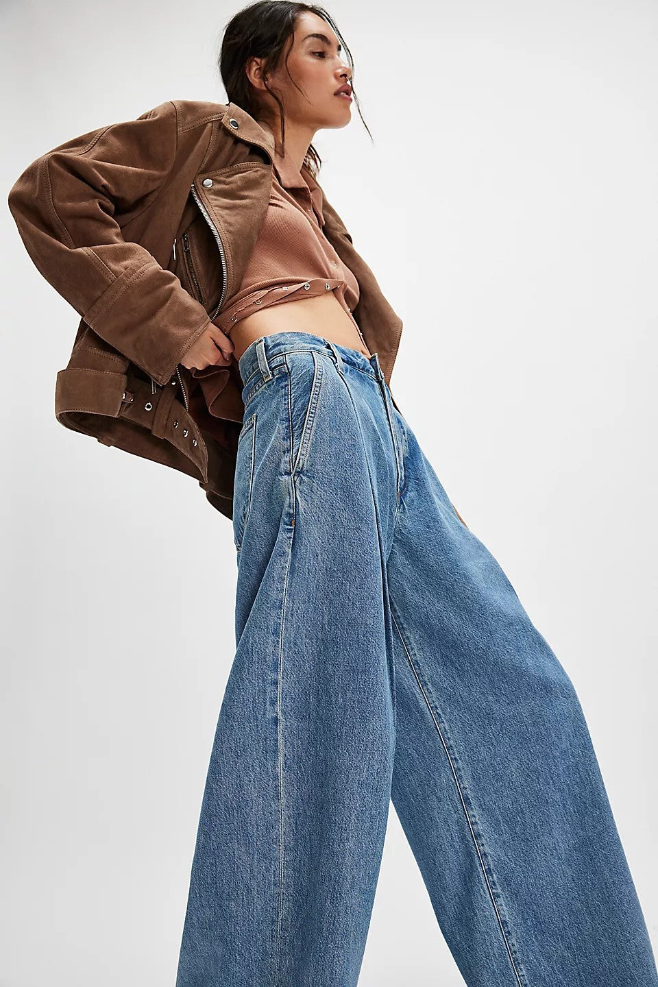 Retro Loose Wide Leg Mopping Jeans