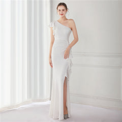 Elegant One Shoulder Sequin Evening Dress