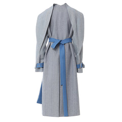 British Collar Detachable Stripe Coat