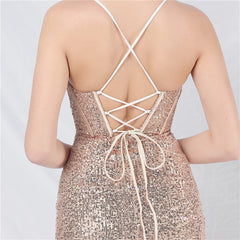 Elegant Boning Corset Beads Sequin Evening Dress