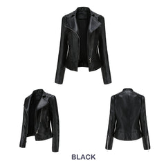 Women Rivet Thin Leather Jacket