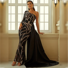 One Shoulder Sheath Evening Dress