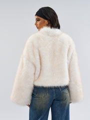 Women Retro Mink like Fur Short Plush Coat