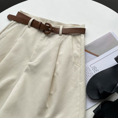 Korean High Waist Loose Straight Wide Leg Casual Shorts