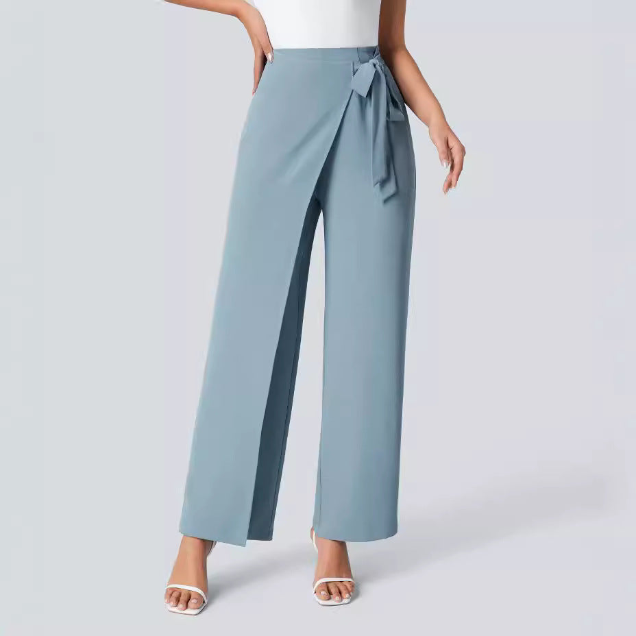 Women Casual Texture Wide Leg Trousers