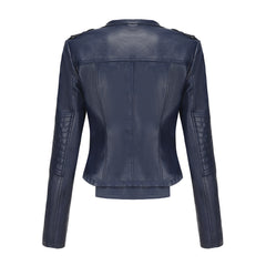 Long Sleeved Rivet Leather Jacket