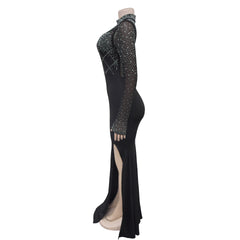 Sexy Slim Fit Rhinestone Maxi Party Dress