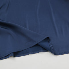 Blue Thin Satin Soft Matte Long-Sleeved Short-Day Dress