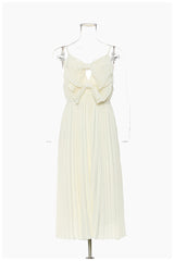 French Romantic Pleated Bow Shaped Suspender Dress