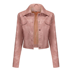 Women Multi Pocket Thin Leather Jacket