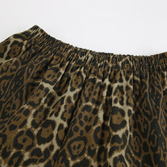 Casual Leopard Print Pure Cotton Straight Loose Shorts