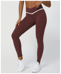 Contrast Color Cross V Yoga Pants