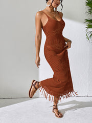 Sexy Cutout Sling Tassel Beach Dress