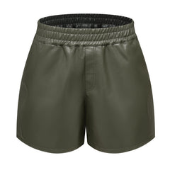 Women Simple Faux Leather Shorts