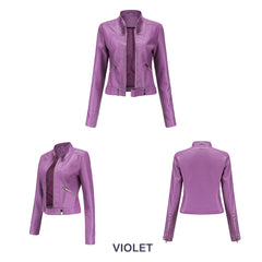 Women Thin Leather Short Jacket