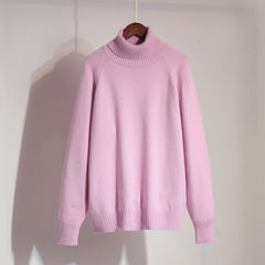 Elegant Solid Color Raglan Sleeve Turtleneck Sweater