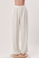 Women High Rise Wide Leg Pleated Casual Pants