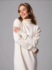 Women Turtleneck Loose Knitting Sweater Dress