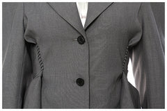 Autumn Gray Backless Lotus Leaf Coat Blazer