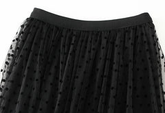 Loose Flocking Polka Dot Tulle Bubble Skirt