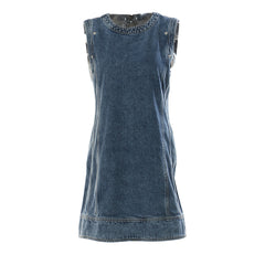 Elegant Denim Stitching Oversleeves Party Dress