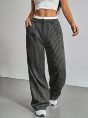 Casual High Waist Loose Drooping Straight Leg Pants