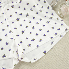 White Knitted Fabric Jacquard Printed Pajamas Two Piece Sets