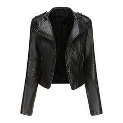 Long Sleeved Rivet Leather Jacket