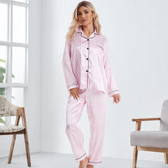 Striped White Long Sleeve Pajamas Sets