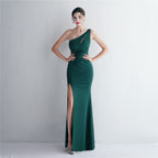 REVCHIC LUXE Elegant One-Shoulder Beaded Fishtail Gown