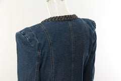 Women Delicate Padded Shoulder Denim Jacket