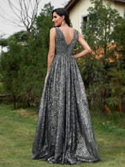 Women Elegant Lace Slim Fit Long Split Evening Dress