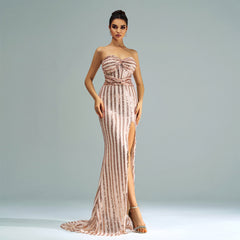 Elegant Sweetheart Sequined Split Sheath Evening Dress