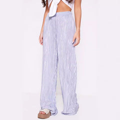 Women High Rise Wide Leg Pleated Casual Pants