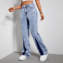 Women Wide Leg Mopping High Waist Denim Jeans