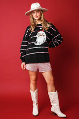 Christmas Santa Claus Casual Striped Long-Sleeved Sweater