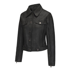 Long Sleeved Motorcycle Thin Leather Jacket