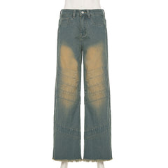 Street Vintage Retro Blue Washed Loose Jeans