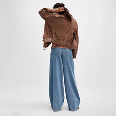 Retro Loose Wide Leg Mopping Jeans