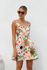 Summer Printed Button Cami Mini Dress