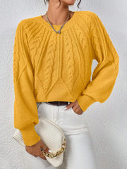 Round Neck Knitted Long Sleeve Twist Sweater